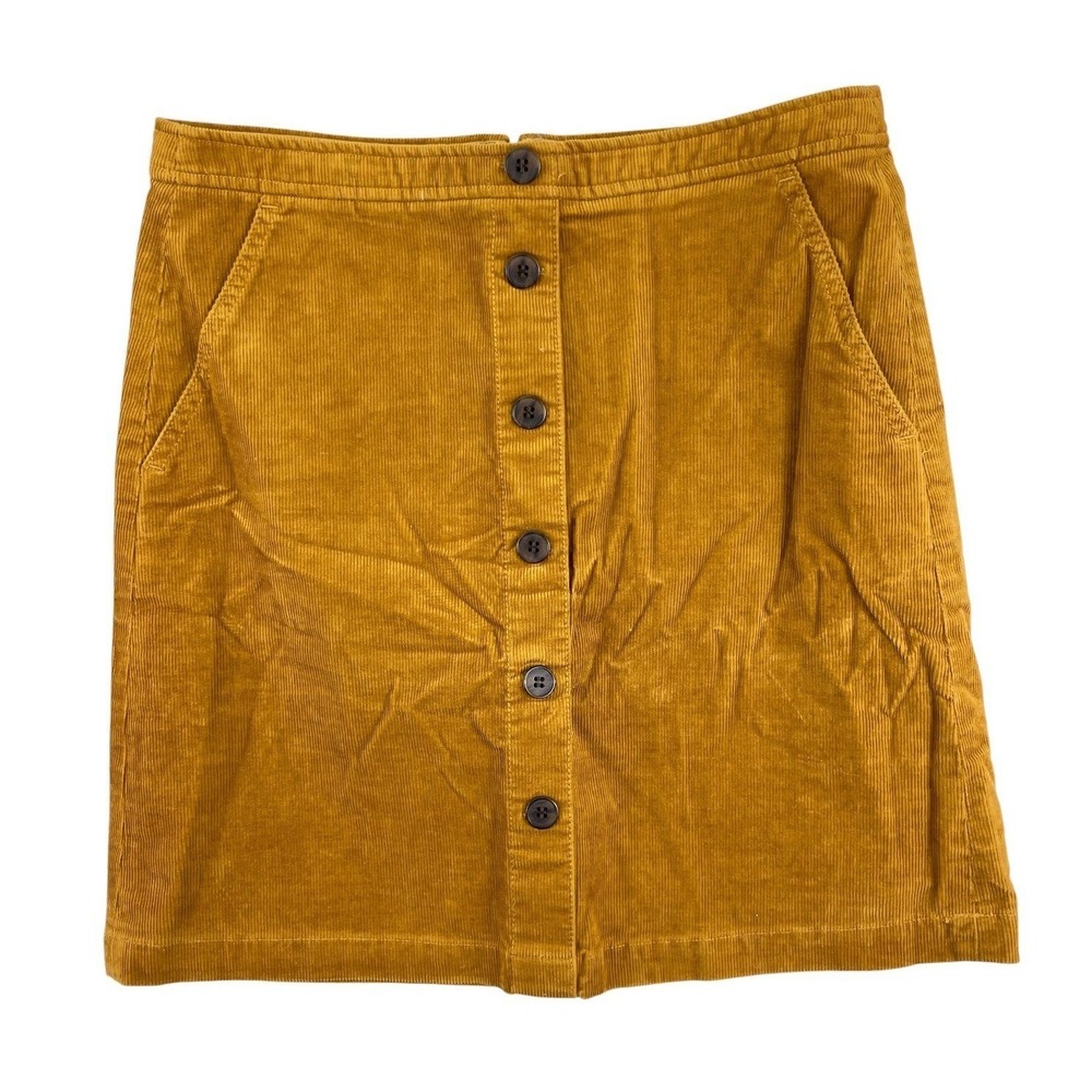 J.Crew Button Front A-Line Corduroy Skirt Womens 2 Mustard Yellow Fall Preppy